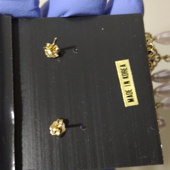 Women's Gold-tone Filigree Cone Shape Design Beaded Drop Dangle Earrings, #2 - Picture 5 of 5